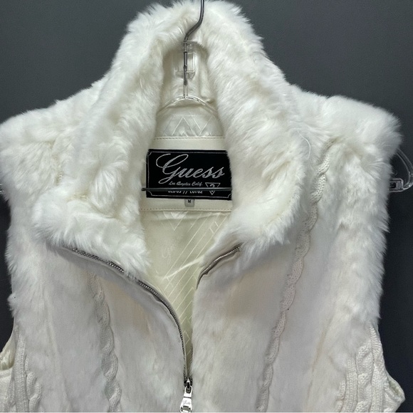 GEUSS faux fur and chunky braid knit zip up vest - Picture 10 of 13